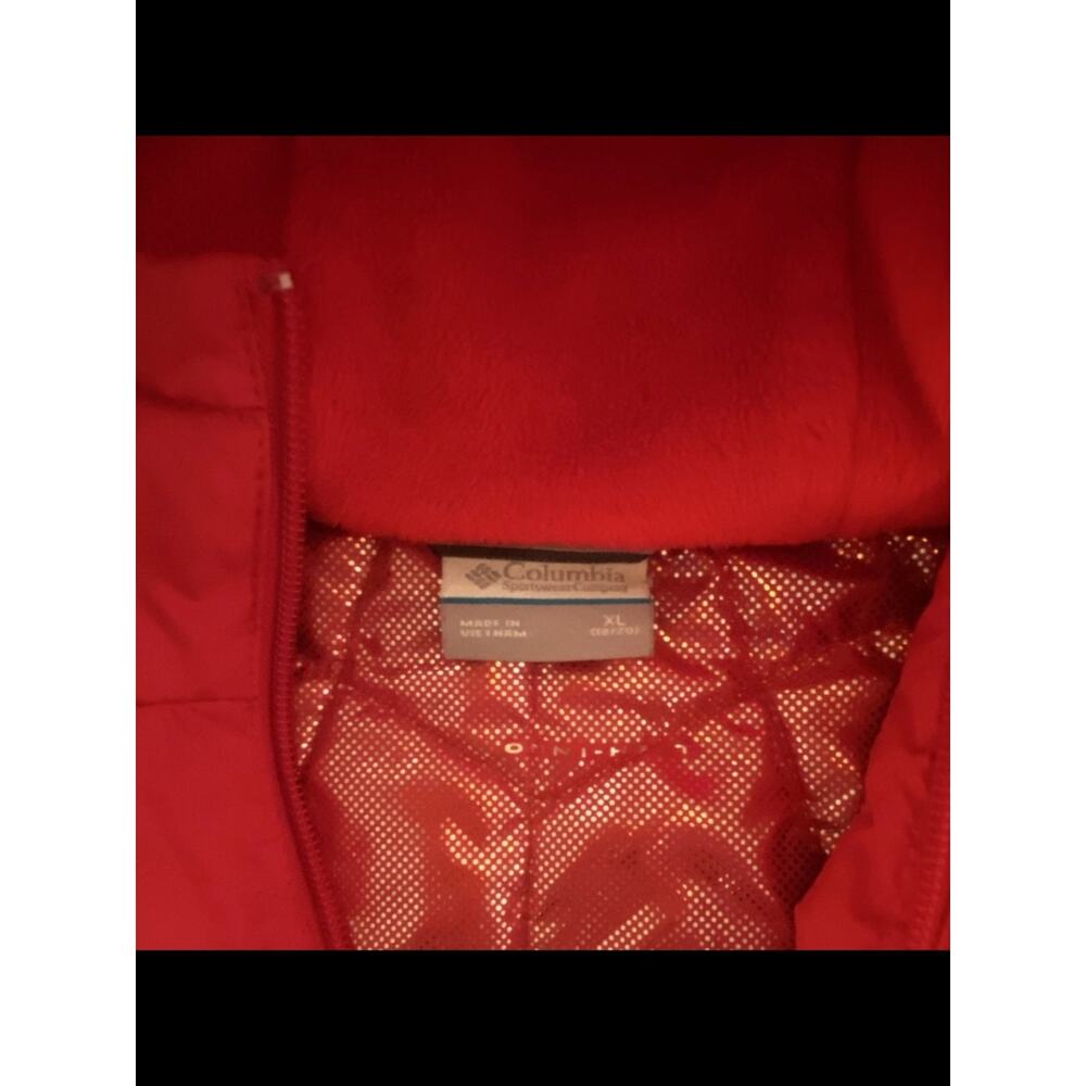 Columbia Red Quilted Hooded Puffer Coat Omniheat Zip Front Women’s XL - Picture 3 of 6